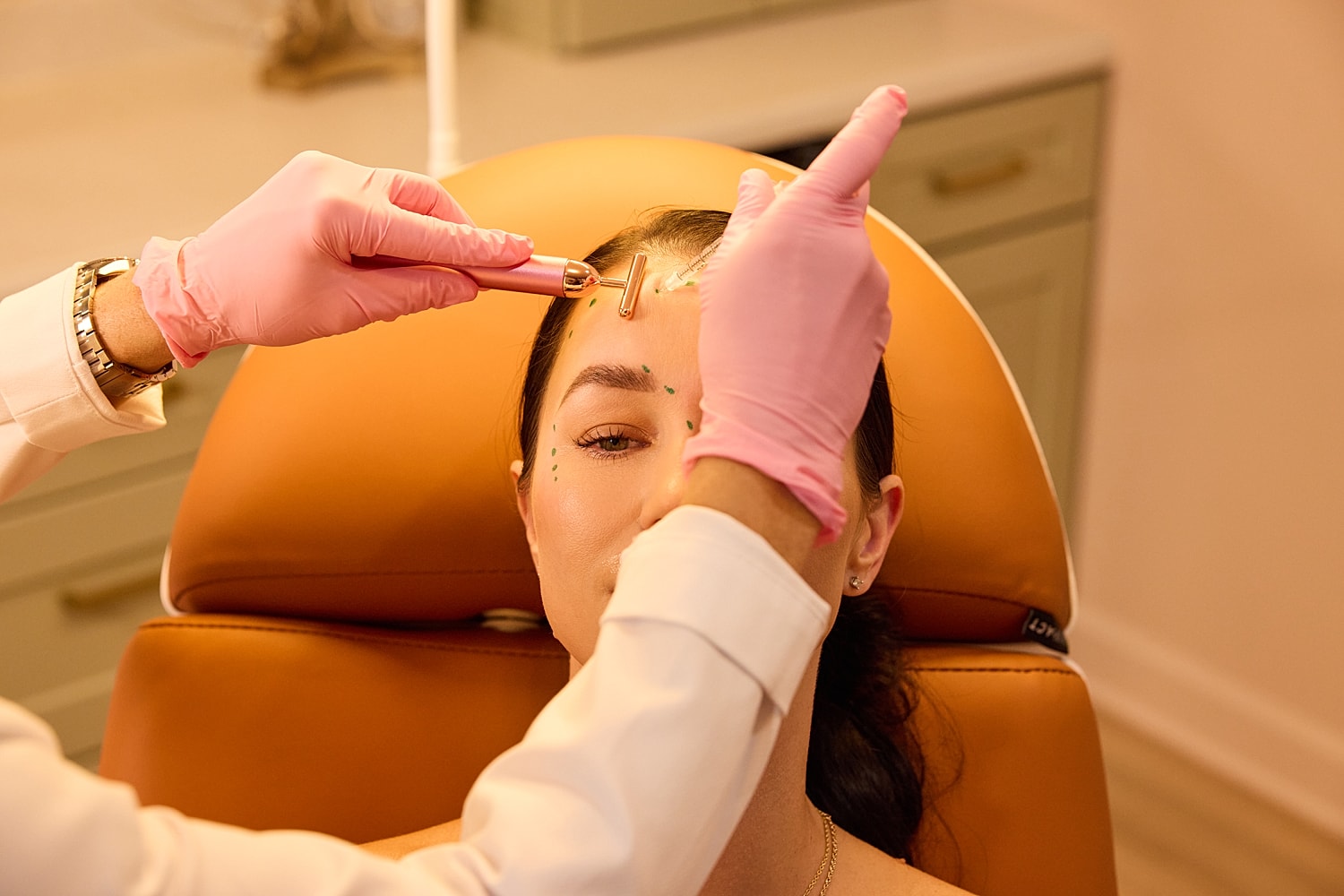 botox patient model receiving treatment