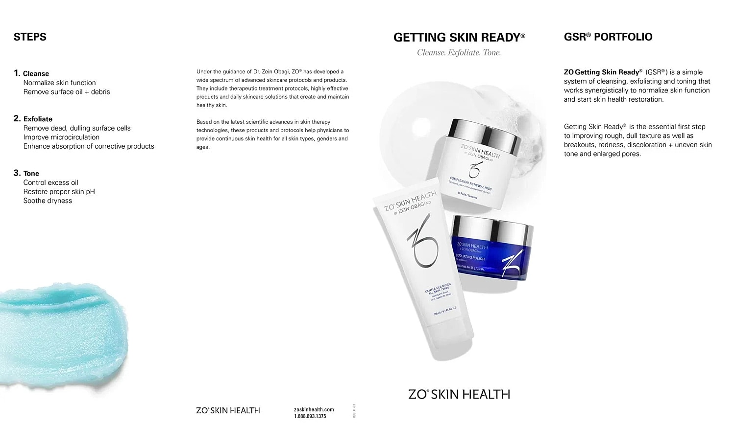 Skincare routine steps: cleanse, exfoliate, tone.